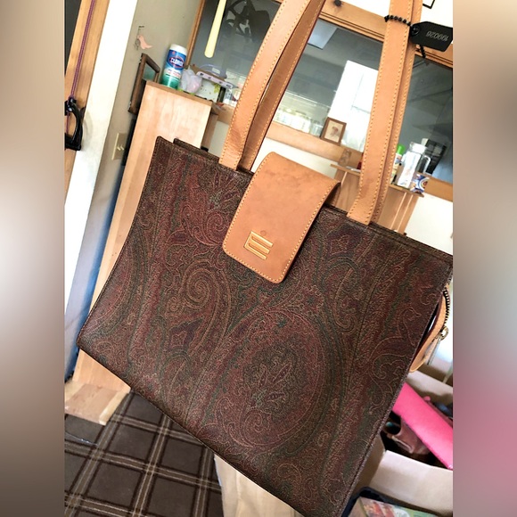 Etro Paisley Tote Vachetta Straps - Picture 1 of 7